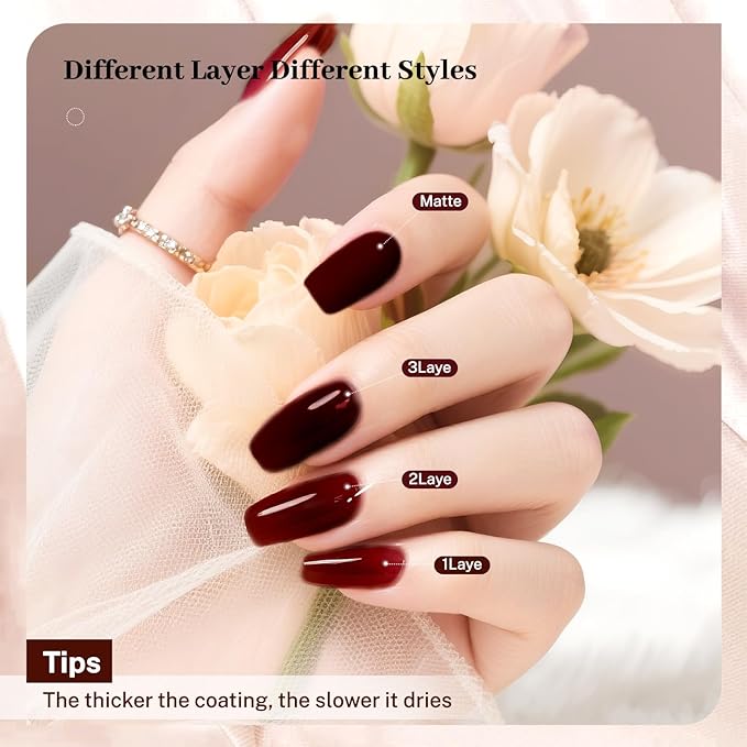 16.5ml Jelly Dark Red Nail Polish Large Volume Quick Dry Nail Polish, Long Lasting Shine, Fingernail Toenail Nail Art DIY Home Travel Nail Art Gift