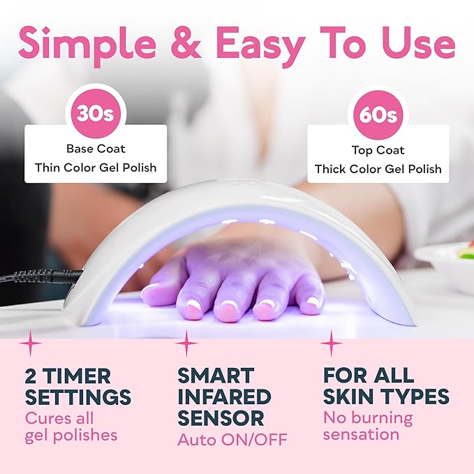 SUNUV SUN9C LED UV Light for Nails With Hema-Free Gel Nail Polish Kit, 6 Colors Gel Polish Set