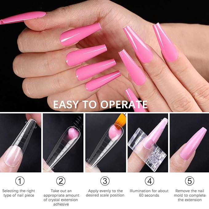 120 Pcs Poly Extension Gel Dual Nail Forms and Molds - Ballet Coffin Nail Forms Set for Gel Manicure DIY at Home