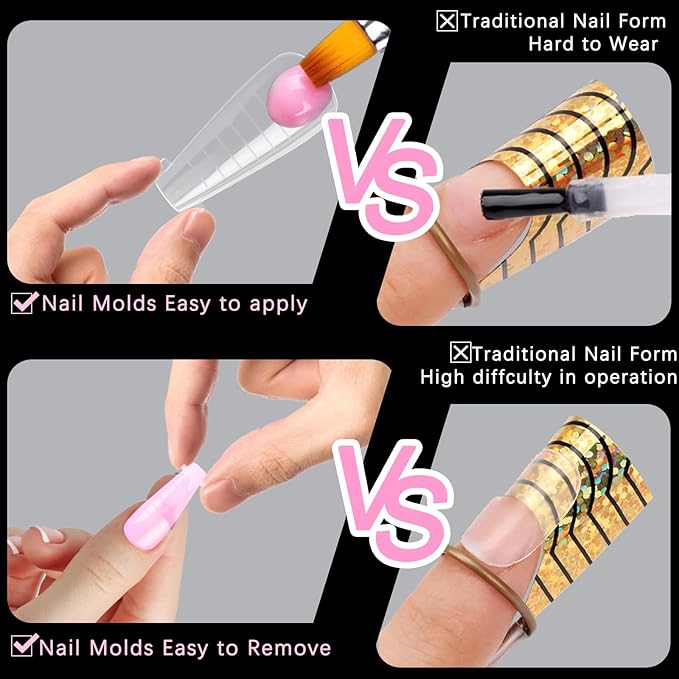 120 Pcs Poly Extension Gel Dual Nail Forms and Molds - Ballet Coffin Nail Forms Set for Gel Manicure DIY at Home