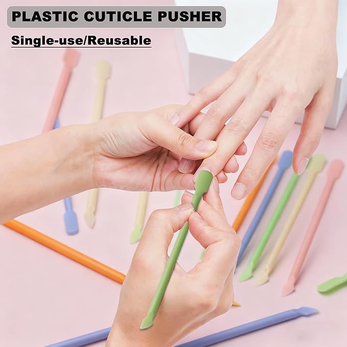 30Pcs Plastic Cuticle Pusher, Small Dual-end Dead Skin Nail Pusher Nail Dirt Cleaner Tool Gel Polish Remover Tool, Gentle Plastic Pusher, Manicure Tool