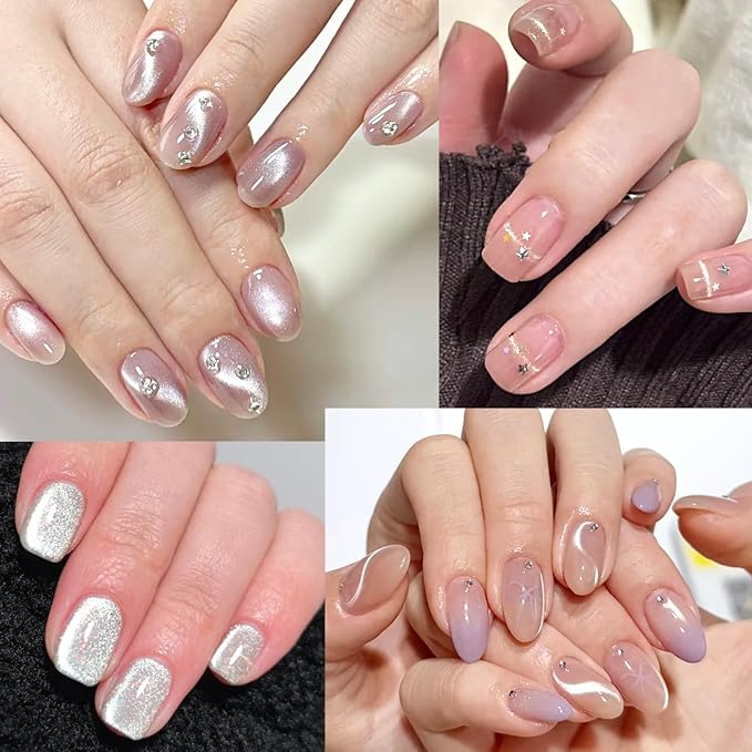 4-in-1 Cat Eye Nail Magnet Set, Y-Shaped Magnet & Double-Ended Magnetic Wand with Square Nail Art Magnet Tool for Magnetic Gel Polish, Multifunctional Manicure Salon Supplies