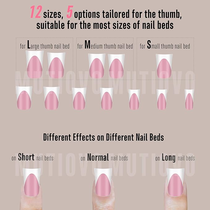 White French Tip Short Duck Nail Tips Press on, BERRY PINK Extra Thick Pre-designed Soft Gel Nail Extension, Need Builder gel & Top, Coat Full Cover False Nails for DIY x 12 Sizes 240 pcs