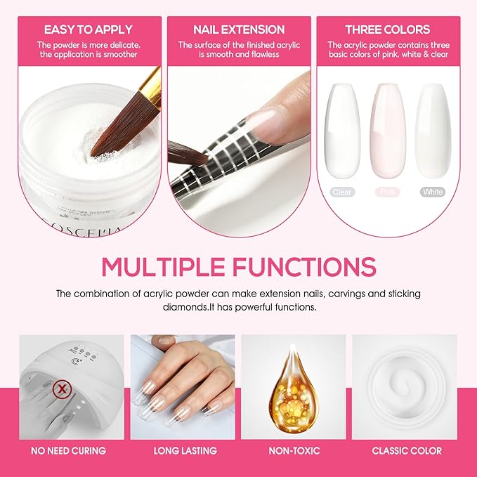 Acrylic Nail Kit for Beginners with Everything Nails Kit Acrylic Set Glitter Decoration Powder Rhinestones Professional Manicure Set at Home Gifts for Women