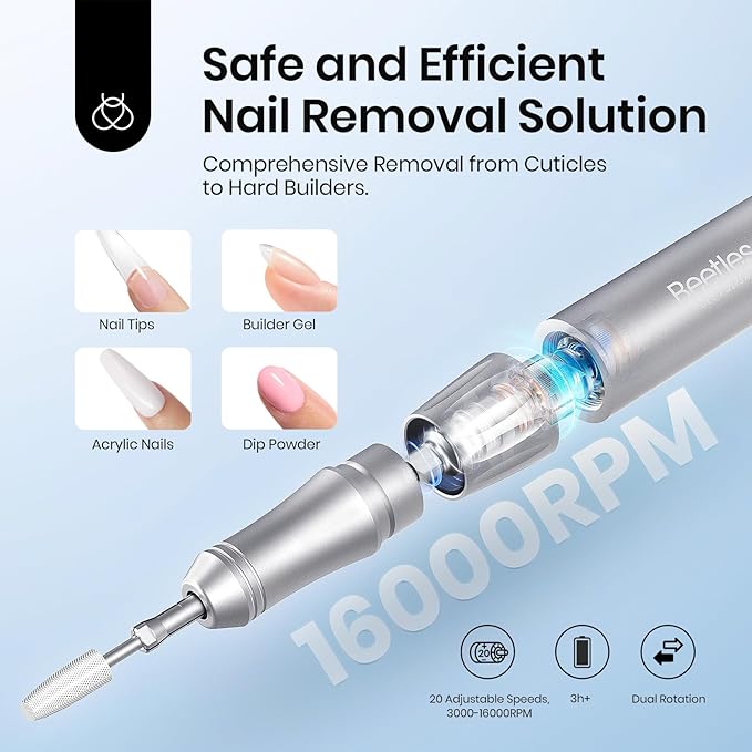 Beetles Electric Cordless Nail Drill, 35 Adjustable Speeds Portable Nail File for Acrylic Gel Nails Professional Efile Nails Drill Kit with Bits Dust Brush Manicure Pedicure Tools for Home Salon Use