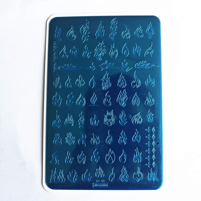 2Pcs Big Size Fire French Style Nail Stamping Plates Flame Theme Nail Stamp Templates Striped Line Geometric Image Printing Stencil Tool