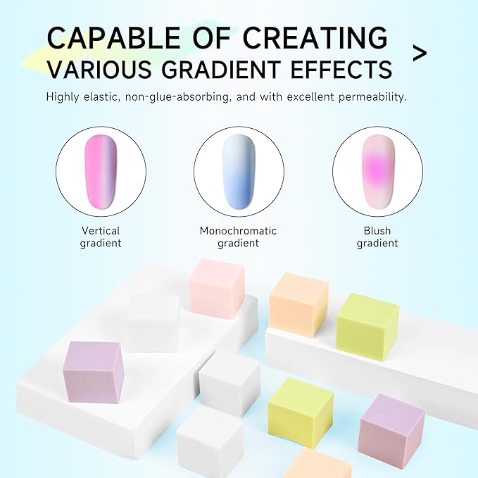 100Pcs Soft Nail Sponges for Ombre, Nails Art Sponges With Grabbing Pen Ombre Nail Brush Art Manicure Tools Supplies Nails Accessories for Home and Salon(white)