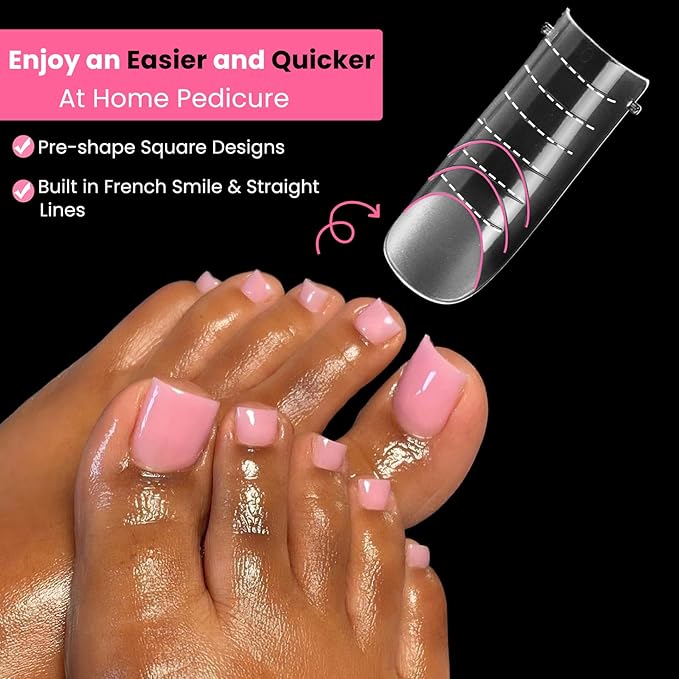 Polygel Dual Nail Forms for Toes, GlimightyX Polygel Toenail Molds Square Shape For Nail Extension Reusable, Pre-designed French Line Salon Home DIY Nail Art Supplies,120Pcs 12 Sizes