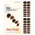 Heyhae Semi Cured Gel Nail Strips | No LED Lamp Needed | Marble, Brown | Easy Apply & Remove, Salon Quality | Includes 28 Strips, 1 Prep Pads, Nail File & Wooden stick - Hey, Coffee Run?