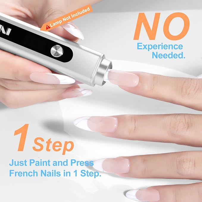 NXJ INFILILA French Tip Nail Stamp, 8 PCS Silicone Nail Art Stamper Kit Suitable for Handheld UV Light for Gel Nails DIY Together with Gel Nail Polish Art Tips Printing Tool Kit