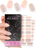 Nail Polish Strips – 32PCS UV Free Salon Quality Wraps, Long Lasting Gel Nail Stickers for Women (Moon Stars Pink)