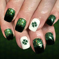 St. Patrick's Day Press on Nails Medium Almond Fake Nail with Winter Green Four-Leaf Clover Designs False Nails Press Ons Stick on Nails Gift for Women 24pcs
