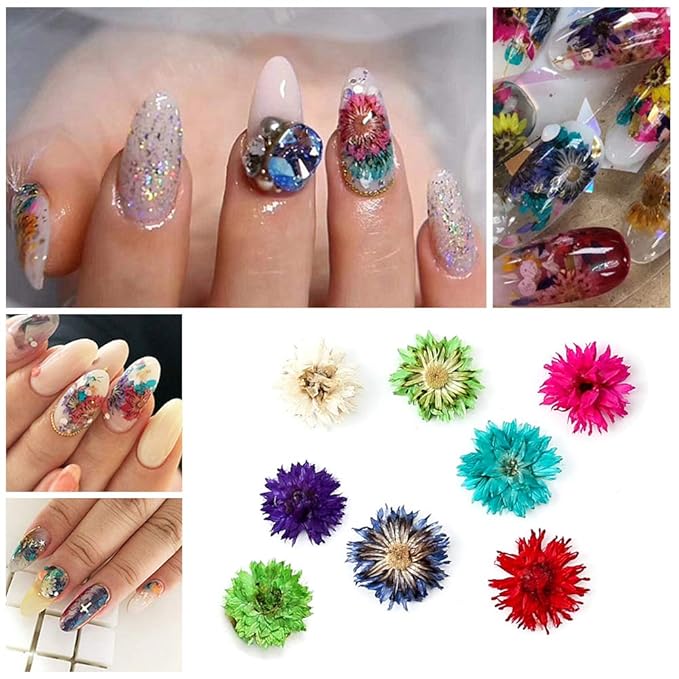 Natural Dried Flowers for Nail Art DIY Resin Craft Small 3D Pressed Dry Flower Resin Art Craft Supplies Nail Art Design Decoration Accessories