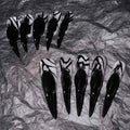 Artisan Handmade Press on Nails with Alien Design Gothic Style Unique Craft for Easy Application Size S