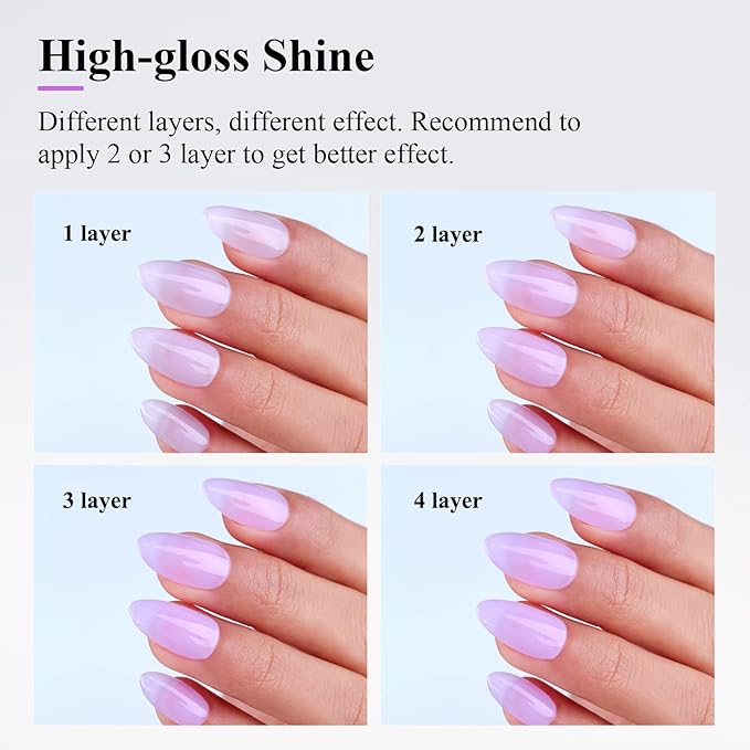 Imtiti Jelly Gel Polish - 0.5 Fl Oz Lavender Purple Jelly Gel Nail Polish - Soak Off LED U V Nail Art Starter Manicure Salon Kit
