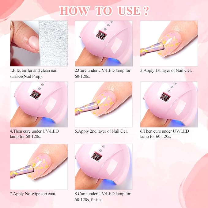MTSSII 12 Colors Rubber Base Gel Set, Jelly Builder Gel Nude Sheer White Pink Purple Gold Foil Cloud-pattern Brocade 2-in-1 Soak Off Base Nail Strengthener Kit
