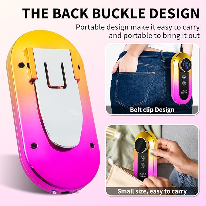 Professional Electric Nail Drill Kits 45000RPM Gradient Gold Portable Cordless 3-in-1 Nail File Machine with Rechargeable Stand and Nail Lamp for Acrylic Gel Polish Removing Home & Salon Use