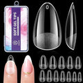 Short Almond Gel Nail Tips: 240 PCS Pre-Shaped False Acrylic Nail Tips Clear Fake Nails Extension Full Cover for Nail Manicure Home DIY Women 12 Sizes