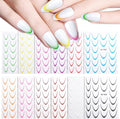 12 Sheets French Tip Nail Stickers for Gradient French Line Nail Art Stickers, Color Wave Stripe Nail Decals Self Adhesive Nail Tips Guides Stripe Lines Sliders for Women Girls Nail Decoration 807-3