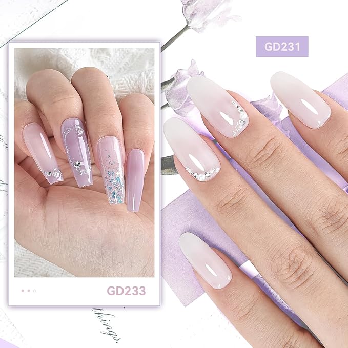 JODSONE Jelly Gel Nail Polish Set of 6 Colors,Semi-Transparent Purple Gel Polish for DIY Nail Art, UV/LED Cured, Long-Lasting & High-Shine Manicure at Home or Salon, Gift for Women