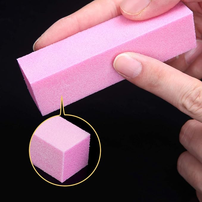 12 Pack Nail Buffer Block 4 Sided Professional Nail File Sanding Block Buffing Blocks for Natural and Acrylic Nails (Pink)