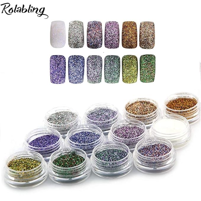 Nail Art DIY Decoration Set 12 colors rhinestones & 24pcs Nail Art Glitter & 1pc Dotting Pen & 3pcs Nail Brush & 3pcs Nail Striping Brush