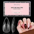 MelodySusie Medium Almond Stiletto X Nail Tips - 600Pcs 15 Sizes Clear Acrylic, Half Matte Full Cover Press on Nails for DIY Extension & Salon Use, Pre-Shaped for Long-Lasting Manicure