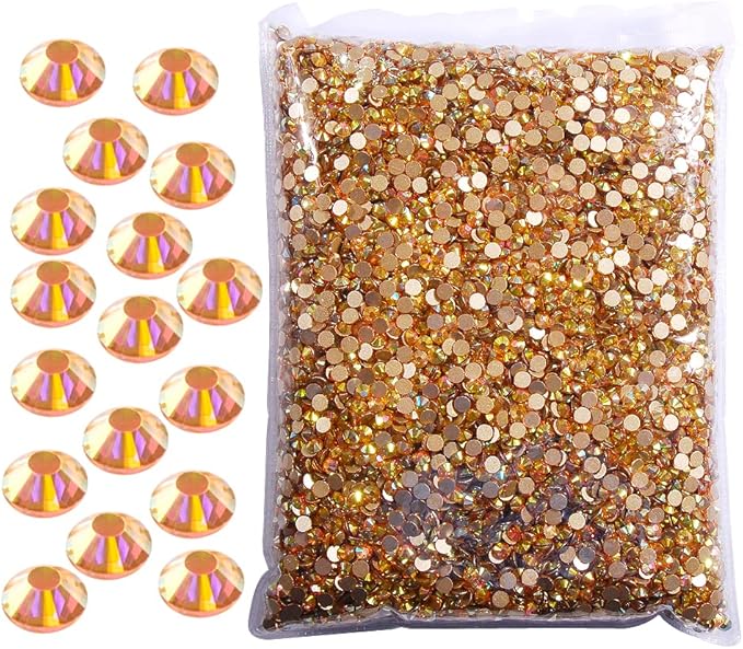 Hisenlee 14400PCS Rhinestone SS3-SS20 Crystal Gems 9 Sizes Wholesale Nail Art Rhinestone Flatback Round Glass Diamond for Crafts (SS8, Sun Light)