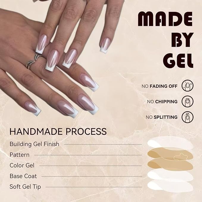 press on nails Aurora White French Nail Wearers | Classic meets Magic, Premium Narrative Poem at Fingertips