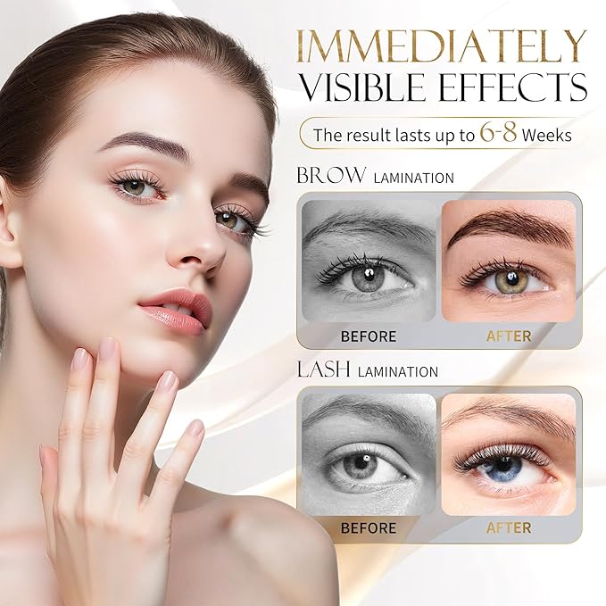 Lash Lift Kit & Eyebrow Lamination Kit - Lash Lift and Tint Kit, 2 in 1 Professional Eyelash Curling Lash Extension and Eyebrow Lift Kit, Lash Lift Easy to Use at Home Diy & Salon, Lasts for 6-8 Weeks