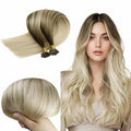RUNATURE U Tip Hair Extensions Real Human Hair,Ombre Blonde 24 Inch Hot Fusion U Tip Extensions Long U tips Remy Hair Extensions #BA8/60 50g 50 Strands