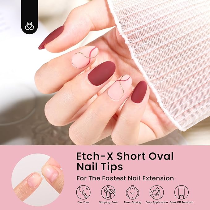 Beetles Gel Nail Tips Short Oval 576Pcs, 12 Sizes Pre-Shaped Half Matte Press On Nails Gelly Tips False Nails for Gel Full Cover False Nails Home DIY Nail Salon Gifts for Girls Women
