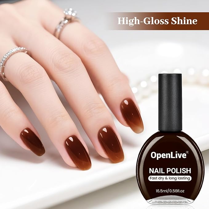 16.5ml Jelly Sheer Amber Nail Polish Large Volume Quick Dry Nail Polish, Long Lasting Shine, Fingernail Toenail Nail Art DIY Home Travel Nail Art Gift