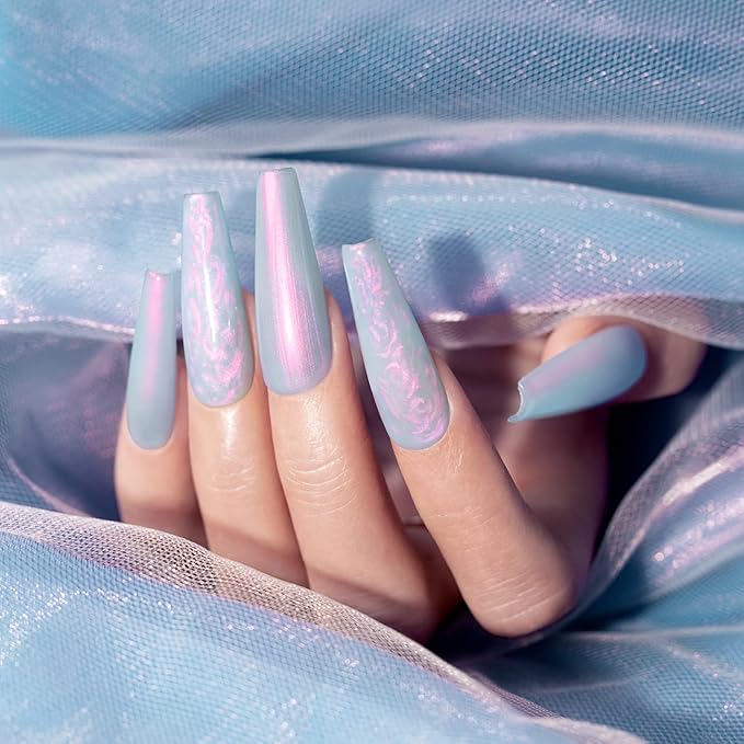 RARJSM Pearl Blue Gel Polish,Pearlescent Gel Nail Polish,Shell Glitter Purple Mermaid Shimmer Iridescent NailGel Polish Soak Off L E D U V Curing Requires Swirl Thread Effect DIY Manicure Use 7.5ML