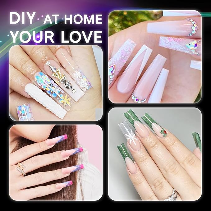 Flattened No C Curve, XXL Square Nail Tips, Half Matte Clear Half Cover Tapered Square Straight Flat Tips for Acrylic Nails Salons Home DIY Extensions(12 Sizes 240PCS)