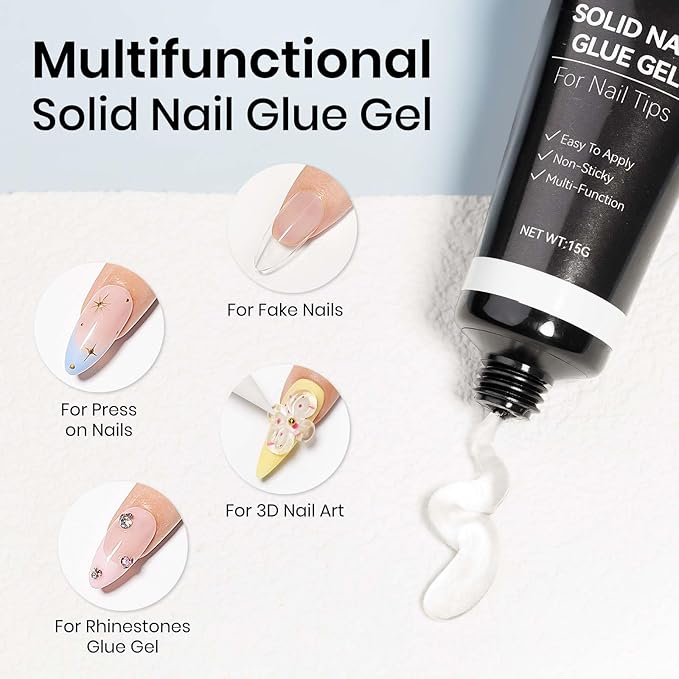MIZHSE 30g Solid Builder Gel for Nails and Solid Nail Glue Gel, Clear Non-sticky Hard 3D Sculpting Glue for Press on Nails Manicure DIY at Home Salon