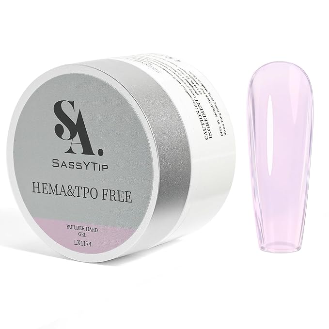 HEMA TPO Free Builder Hard Gel, 30g Salon Strength, 7 Shade Colors - Safe Allergy-Friendly Nail Gel for DIY at Home & Professional Nail Extensions, Sculpting, Apex Building (Clear Jelly Red)