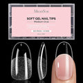 MelodySusie Medium Oval Round X Nail Tips - 600Pcs 15 Sizes Clear Acrylic, Half Matte Full Cover Press on Nails for DIY Extension & Salon Use, Pre-Shaped for Long-Lasting Manicure