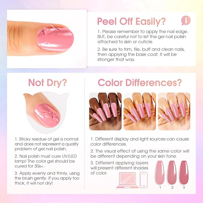 ROSALIND 30pcs Gel Polish Set, 26 Colors Neon Pastel Gel Nail Polish with 4Pcs Base Gel Top Coat Red Pink Orange Blue Four Seasons Colors Soak Off UV Gels Nail Gift for Women