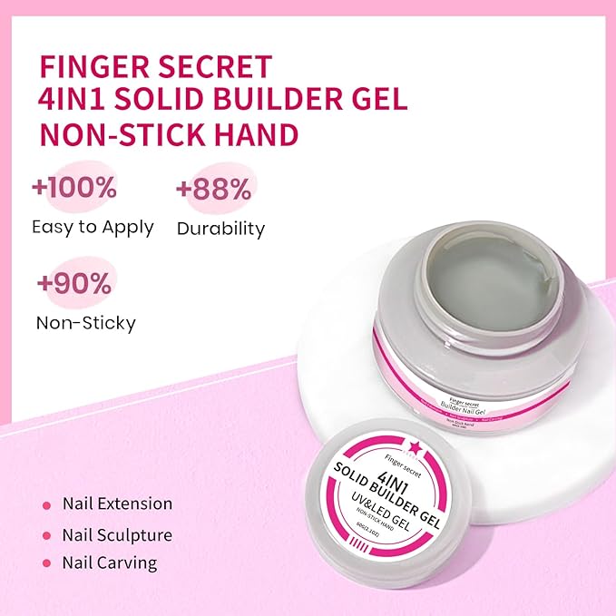 Solid Builder Gel for Nails 2OZ 60g White Hard Gel for Nails 3D Sculpting nail Carving Nail Extension Gels Nail Art Salon Home Non-Sticky Hand