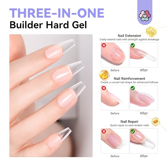 SAVILAND Clear Gel Builder: 50 g Gel Builder Innovative Pressing Bottle Rich in Vitamin E B5 Kerain for Nails Strengthener Extension Thickening, Thin Damaged Nail Repair&Care