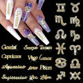 24 Pieces Gold Alloy Zodiac Nail Charms 12pcs Zodiac Signs Nail Studs 12pcs Constellation Words Charms Twelve Constellation Nail Charms for Women Girls Nail Art