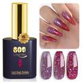 YTD Likomey Brocade Glitter Color Changing Gel Nail Polish,15ml Light Purple To Jujube Red Shimmer Mood Temperature Change Colors Iridescent Flakes,Fall Winter Thermal UV Nail Gel,WB340