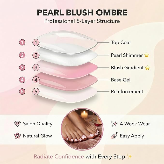 Sheer Blush French Tip Toe Nail Press Ons, 150PCS Square Full Cover Soft Gel Toe Nail Tips, 15 Sizes for Wide Toenail Beds, Pre-Shaped for DIY French Pedicure & Salon