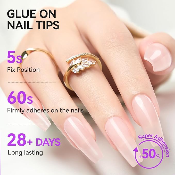Gelike EC Pro Nail Glue & Strengthener: Nude 6-in-1 Nail Adhesive for Repair - Strengthening & Protein Repair - Perfect for Home & Salon Use 11544 - UV Needed