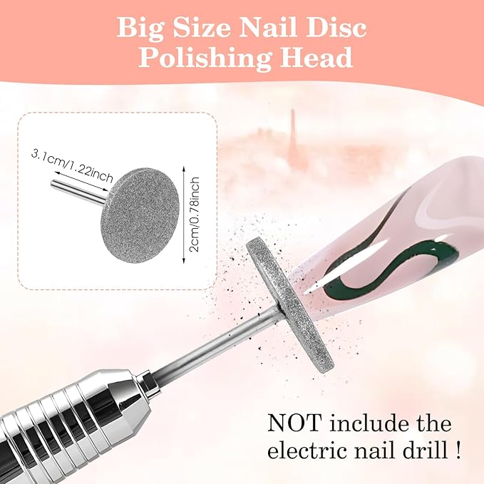 JIEYAO 2 Pcs Sanding Disc Nail Drill Bits, Flat Nail Drill Bits, Electric Foot File Replacement Head Hard Skin Remover Discs Foot Callus Removal Pedicure Supplies for Nail Salon Foot Care
