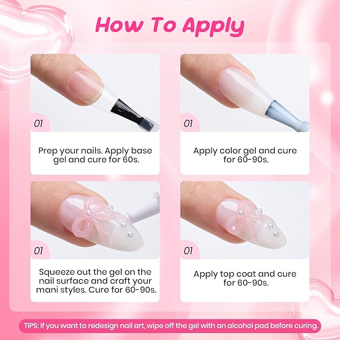 Beetles Pink 3D Nail Sculpting Gel for 3D Gel Nail Art, 15ml Professional Pink Sculpt Gel Easy One-Step Shaping No Wipe U V/LED Cure for DIY Salon Gifts for Women