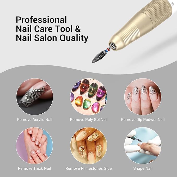 MelodySusie Ceramic Nail Drill Bit, 3/32'' (2.35mm) Professional Acrylic Nail File Flame Drill Bit for Manicure Pedicure Cuticle Gel Nail Polishing, Beginners Bits, Black, Series Bit-S, Fine