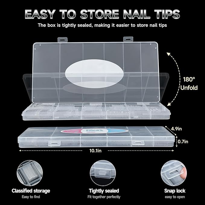 600Pcs Nail Tips Almond,12 Sizes Soft Gel Nail Tip, Pre Filed Half Matte Full Cover Nail Tips Acrylic Gel Tips Nail Kit Press on Nails for Extension Nail Manicure Home DIY