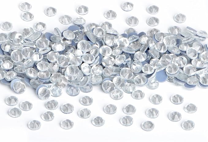 NCB 144pcs Hotfix Crystal Rhinestones for Clothes Crafts, Hot Fix Glue on Flatback Crystals, Iron on Crystal Rhinestone (Clear Crystal, SS50 10mm)